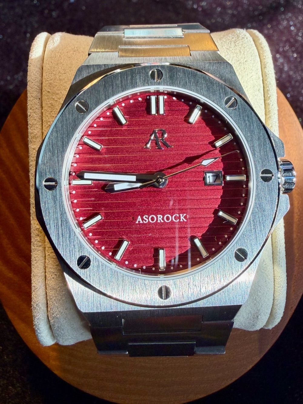 Men’s Stainless Steel Watch - Red Dial